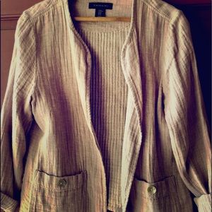 Tahari Casual Neutral Unstructured Linen jacket